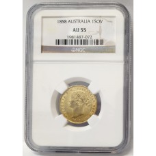 AUSTRALIA 1858 . ONE 1 SOVEREIGN . SYDNEY . GOLD
